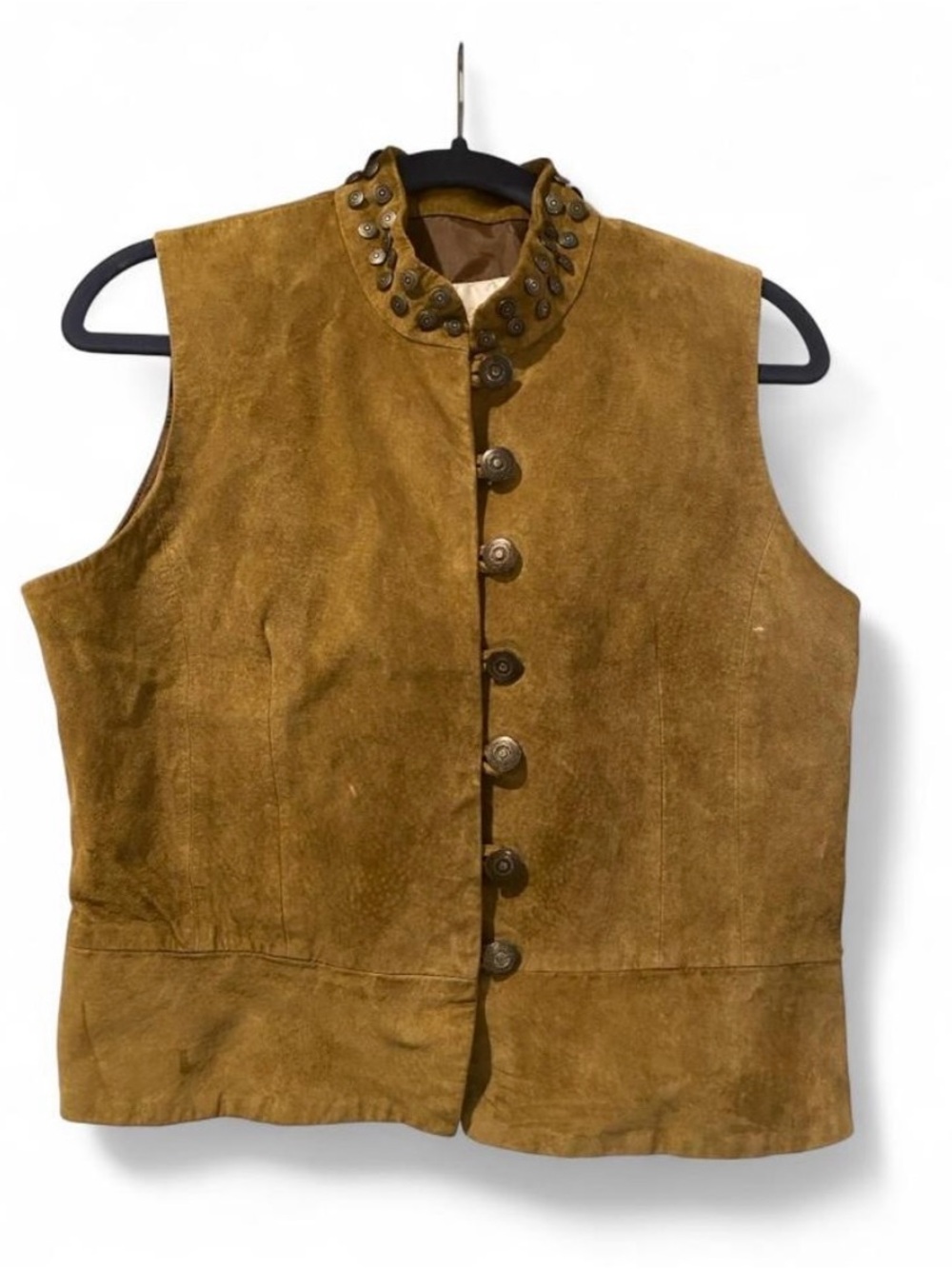 Margaret Godfrey Studded Suede Vest in Camel